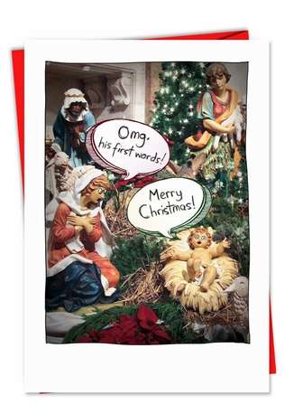 Jesus First Words Unique Inappropriate Humor Merry Christmas Card ...