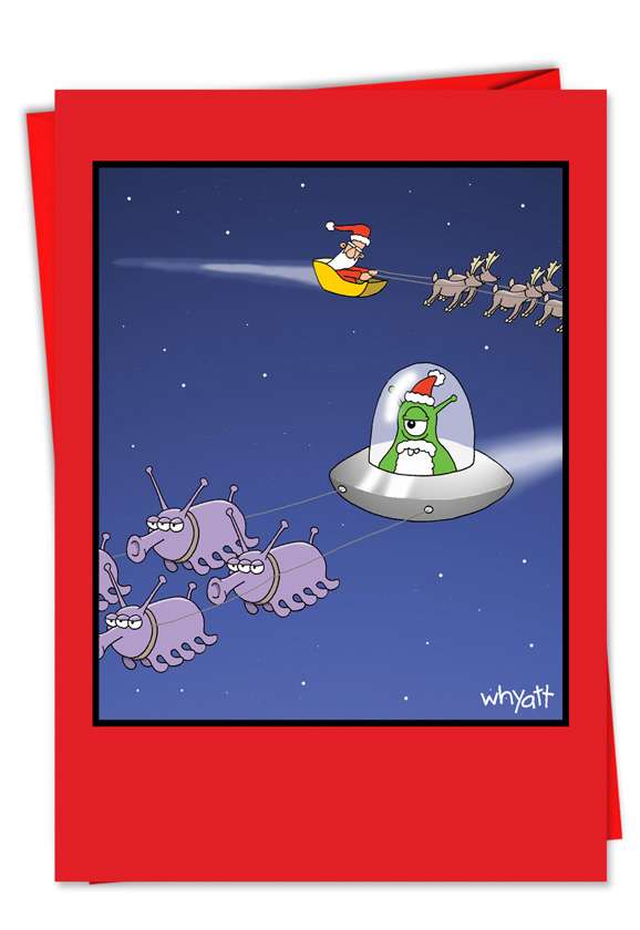 ... Whyatt Alien Santa Inappropriate Funny Merry Christmas Card Nobleworks