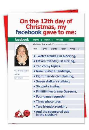 12 Days Of Facebook Funny Merry Christmas Card Nobleworks